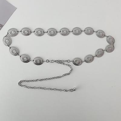 Metal Chain Belt For Women Cowgirl Western Country Chain Belts Adjustable Concho Belt For Sweaters Dresses Jeans