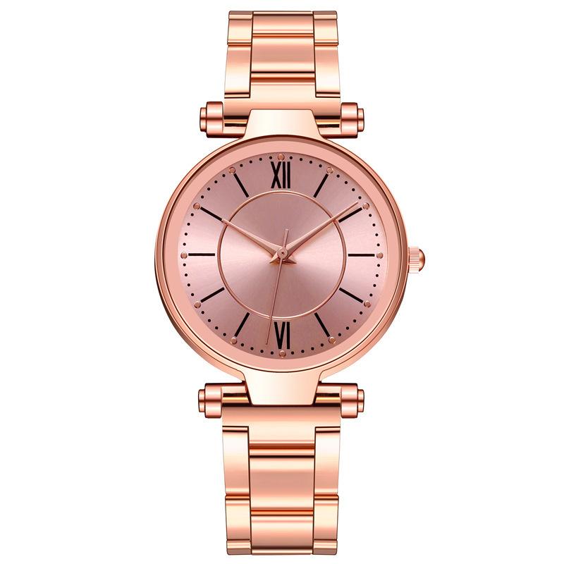 Luxury Rose Gold Stainless Steel Watches Female Classic Round Dial Quartz Watch Women Business Wristwatches Wrist Jewelry Reloj