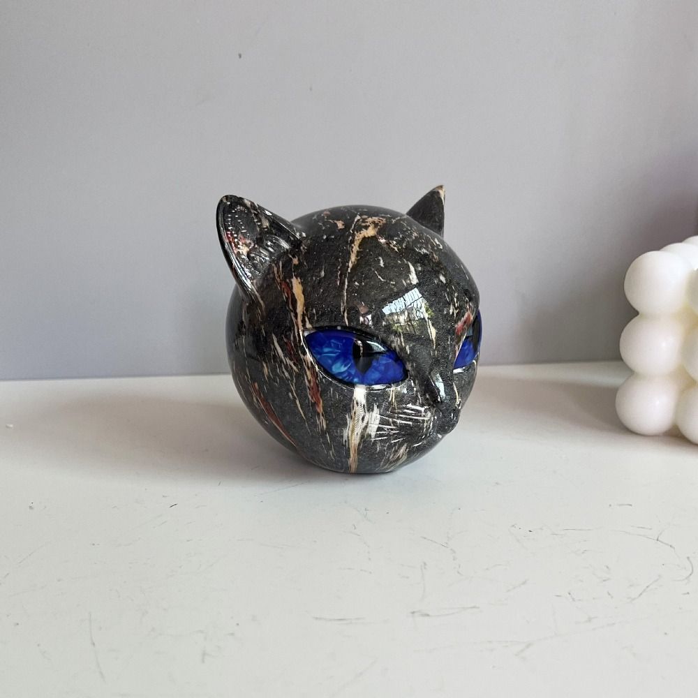 Hand-Carved Luxury Black Cat Figurine Resin Elegant Black Cat Figurine Decorative Statue