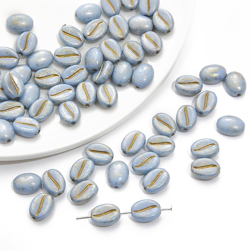 60pcs Vintage Acrylic Coffee Bean Beads, Multicolor Imitation Coffee Pods with Golden Piercing Details for DIY Jewelry Making – Ideal for Bracelets
