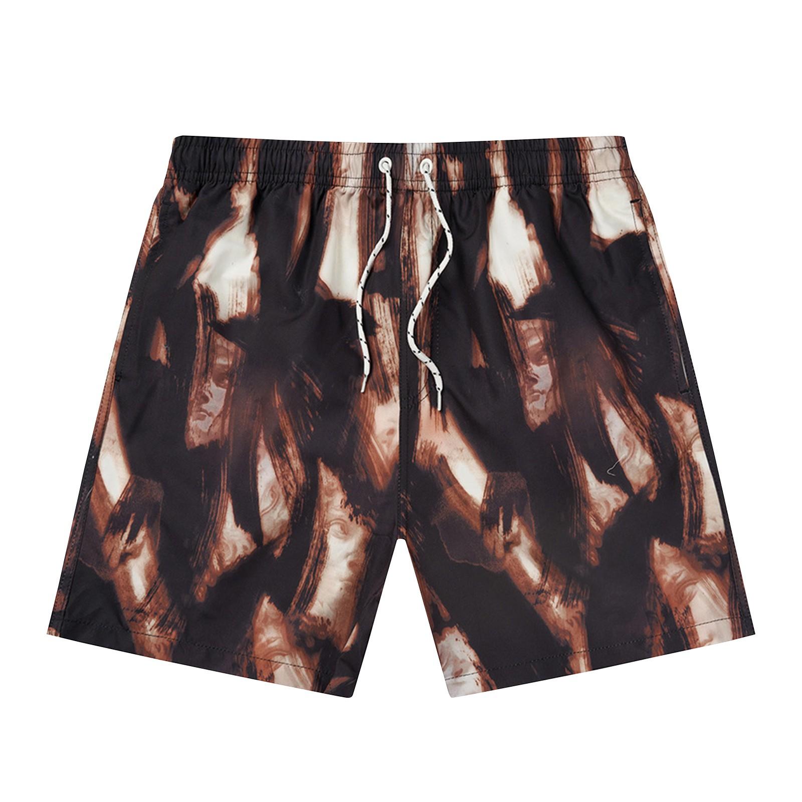 

Men Summer Casual Hawaiian Print Shorts Elastic Waist Drawstring Lightweight Quick Dry Sports Beach Shorts L