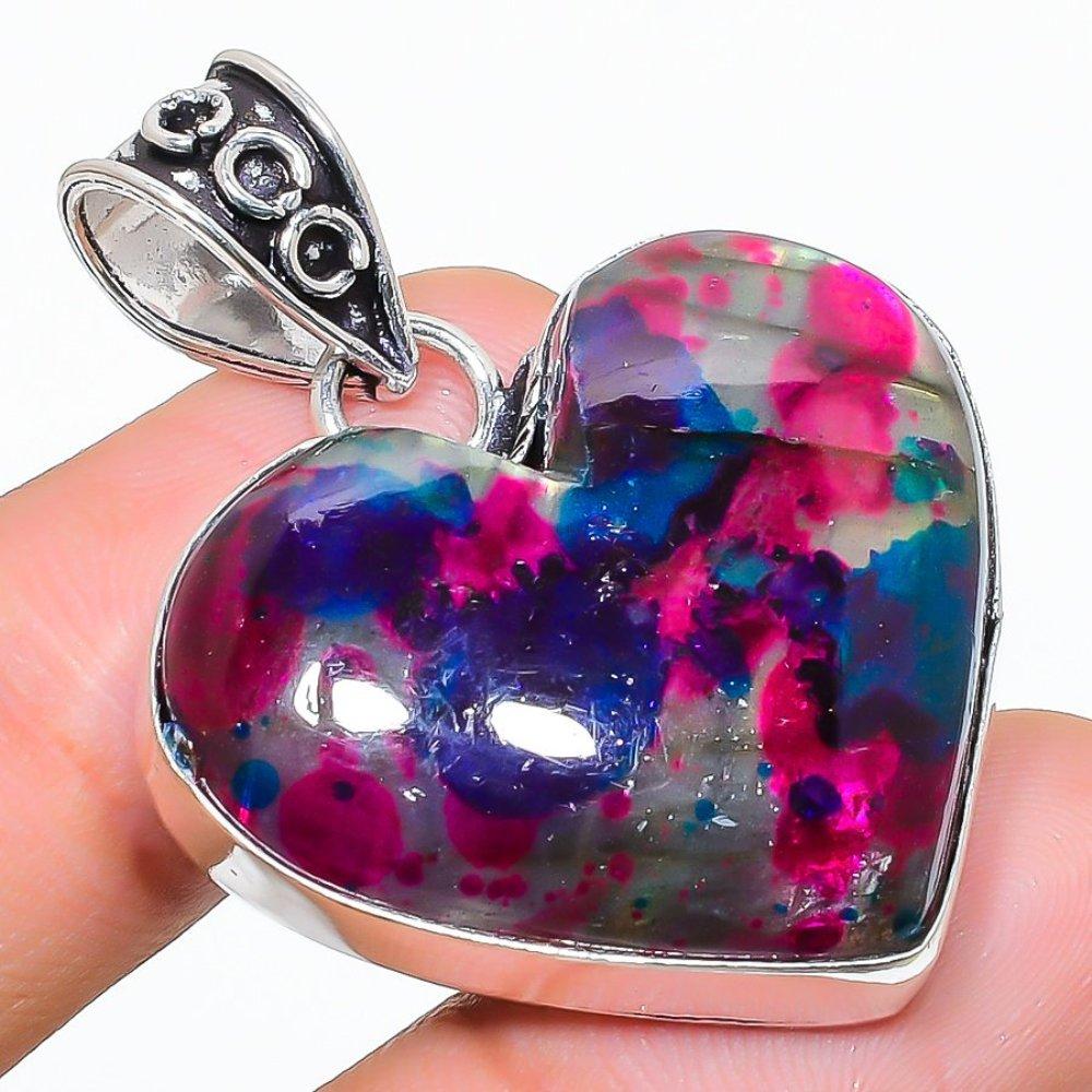 Natural Multi Labradorite Gemstone 925 Sterling Silver Pendant 1.65" H4n38