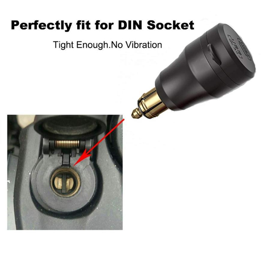 1Pc Type C USB Motorcycle Fast Charger Power Adapter 1Din Plug Socket Green LED