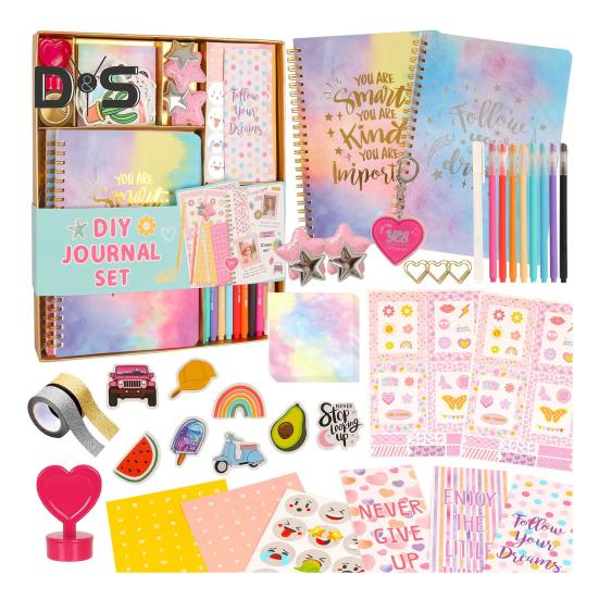 

Набор для дневника для девочек от 8 до 12 лет, набор канцелярских принадлежностей «сделай сам» с цветными ручками, наклейками, скотчем, принадлежностями для скрапбукинга 1 Set