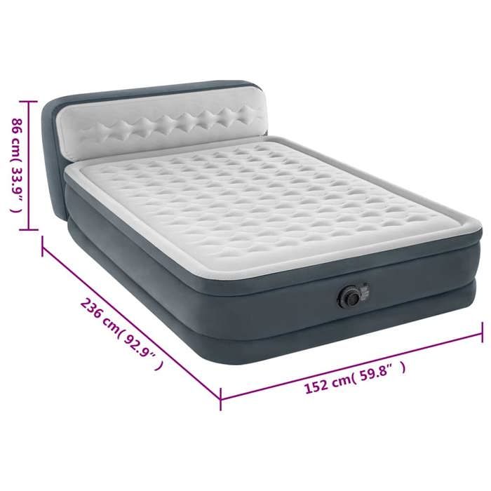 Matelas gonflable - INTEX - Ultra Plush Headboard - 152x203 cm - Pompe électrique - Gris