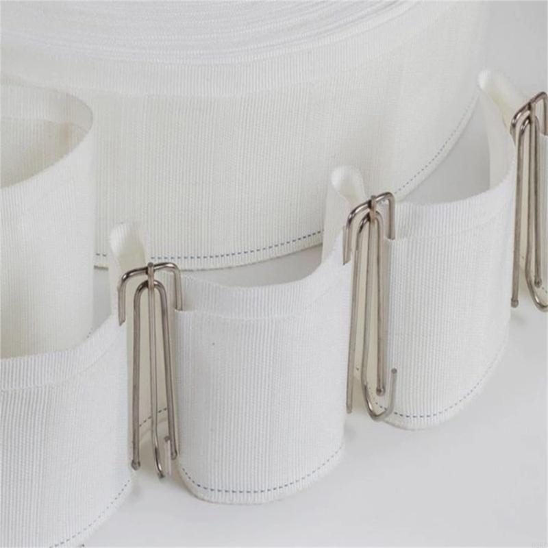 62KD 6 Meter Curtain Heading Pleated Tape with 15Pcs 4 Prongs Curtain Hooks Clips