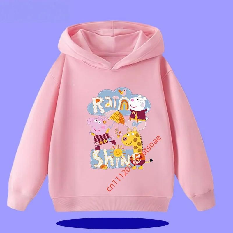 Peppa Pig Children's Hooded Sweatshirt 2026 New Style Cartoon Print Boys' Sport Shirt Girls' Casual Shirt