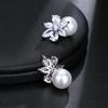 Elegant Cross-border Zircon Pearl Stud Earrings for Women