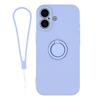 For iPhone 17 Silicone Case with Strap Ring Kickstand Phone Cover