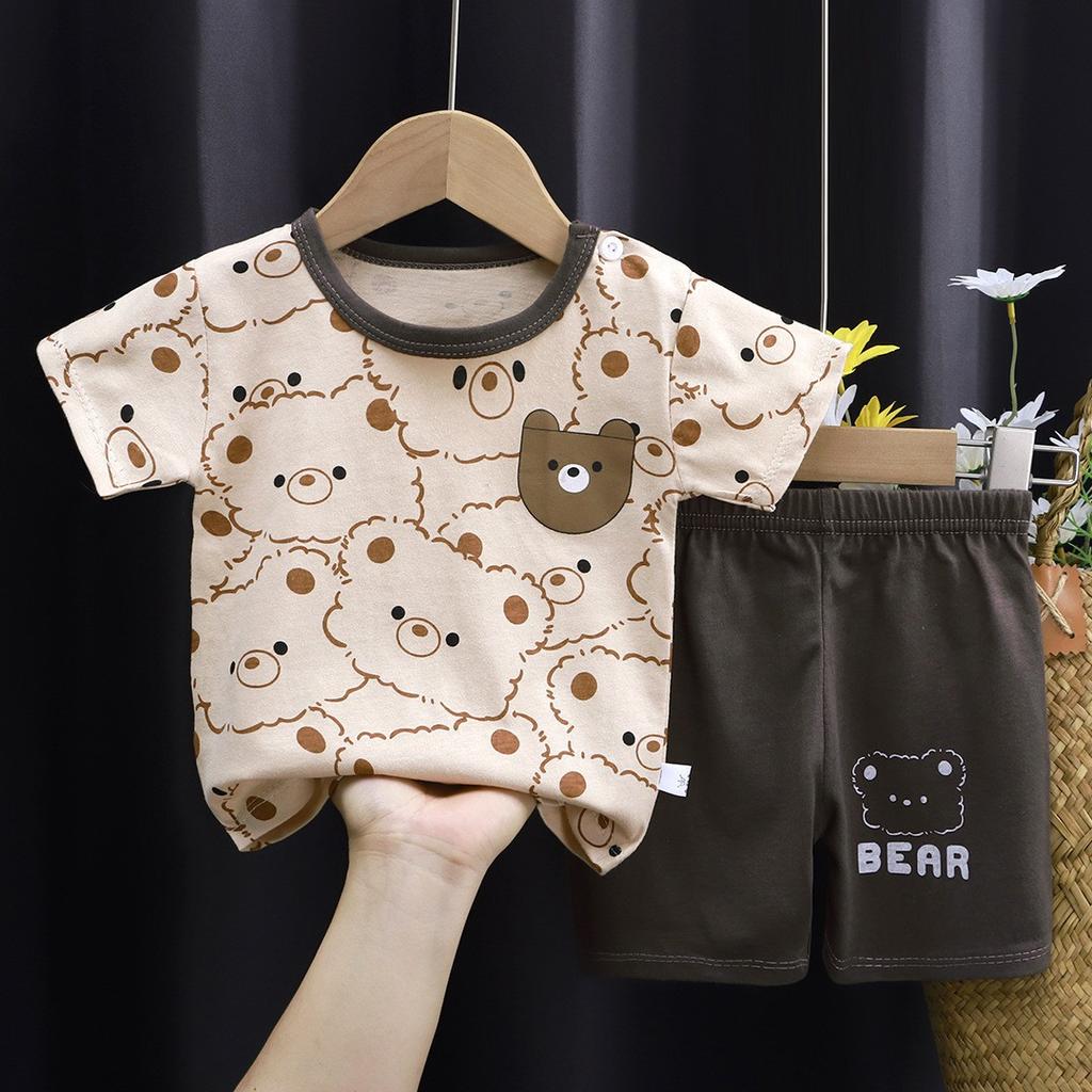 Children's Cotton T-shirt Set - Summer Boys' Casual Short-sleeved Shorts 2-piece Set