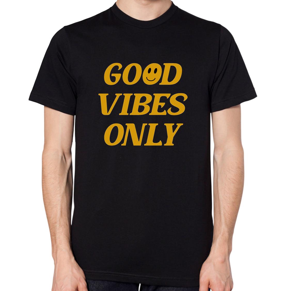 Good Vibes Only T-Shirt Smiley Face Happy Positivity Mens Womens New Top S