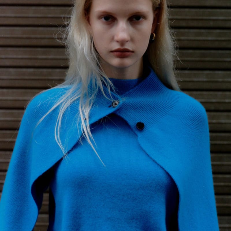 

L’H.A.S TWO-BUTTON KNIT MUFFLER_BLUE FREE_H244KHL006_BL1