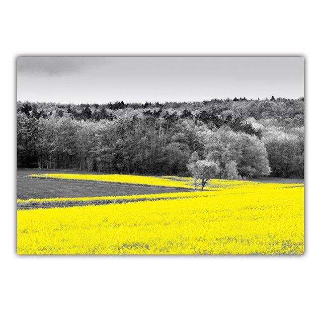 Retro Art Country Style Landscape Canvas Painting Rape Flower Sea Poster Office Wall Painting Living Room Home Decoration Mural No Frame