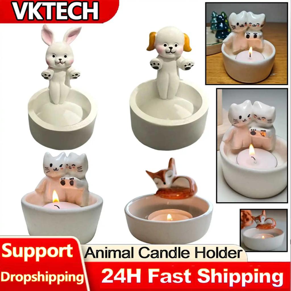 Cat/Dog/Rabbit/Fox Aromatherapy Holder Warming Paws Candlestick Holder Cute Candlestick Lamp Holder Cartoon for Animal Lovers