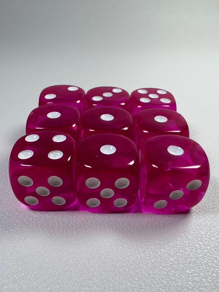 14mm Transparent Colored Acrylic Dice - Rounded Corners for Games & Teaching