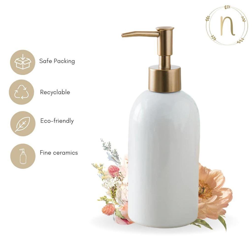 cCeramic Liquid Soap Dispenser for Bathroom (420 Ml) - Handwash Dispenser Bottle with Pump for Kitchen - Soap Dispenser