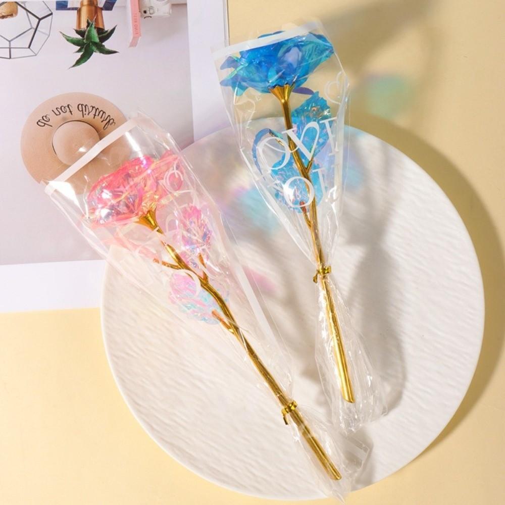 Glowing Gold Foil Rose Flower Colourful LED Lights Artificial Rose Flower Photography Props Mother's Day Gifts