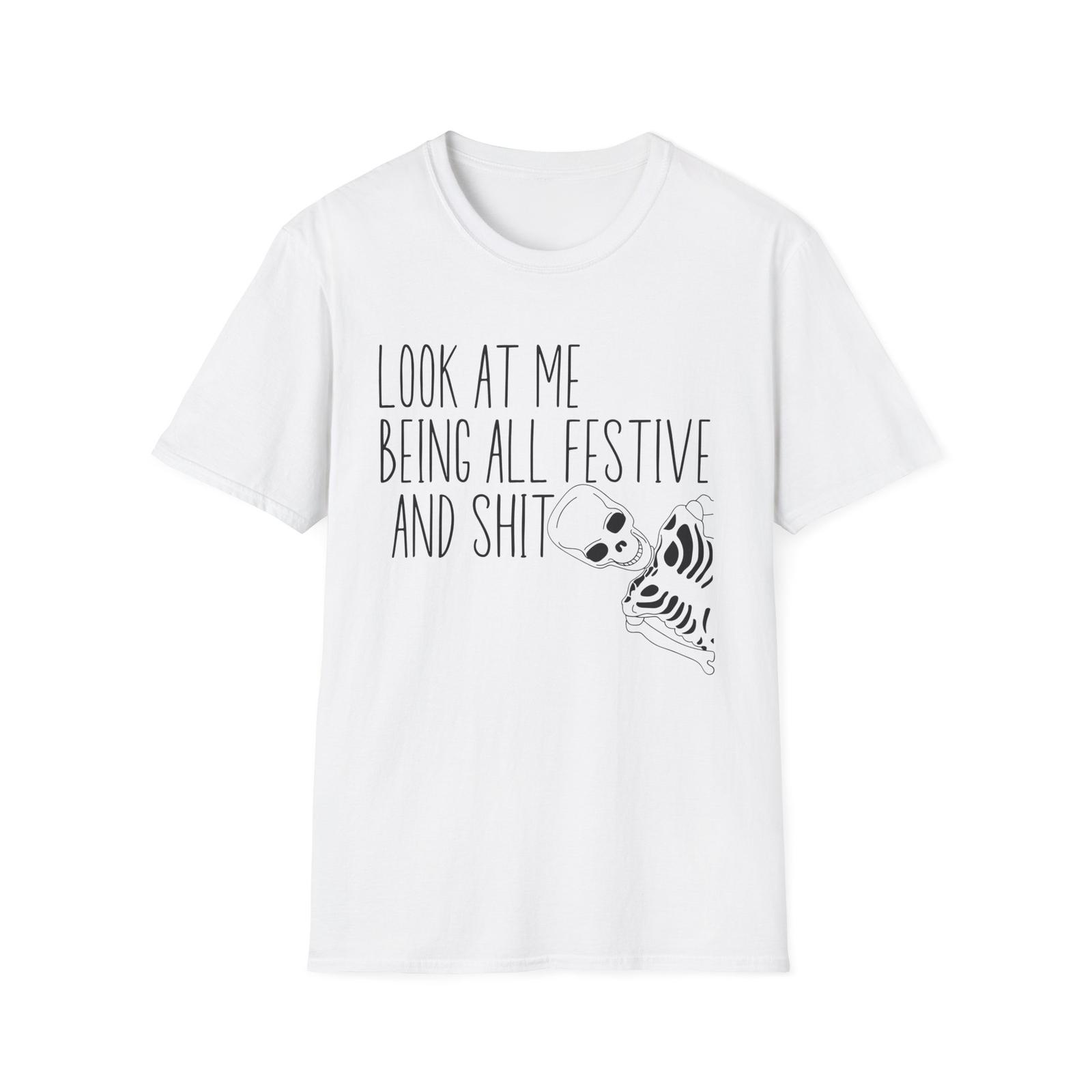 Skeleton Halloween T-Shirt, Funny Festive Tee, Unisex Softstyle Shirt, Short S