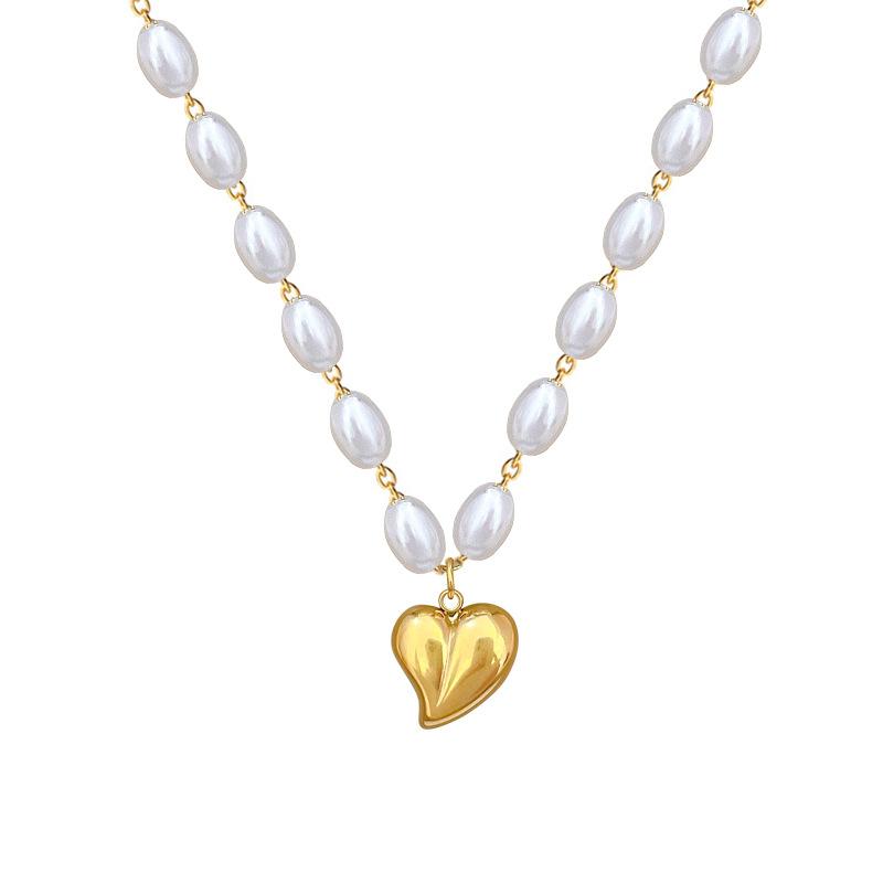 Pearl Love Personality Minimalist Wind Furnace Real Gold Necklace Female Clavicle Chain