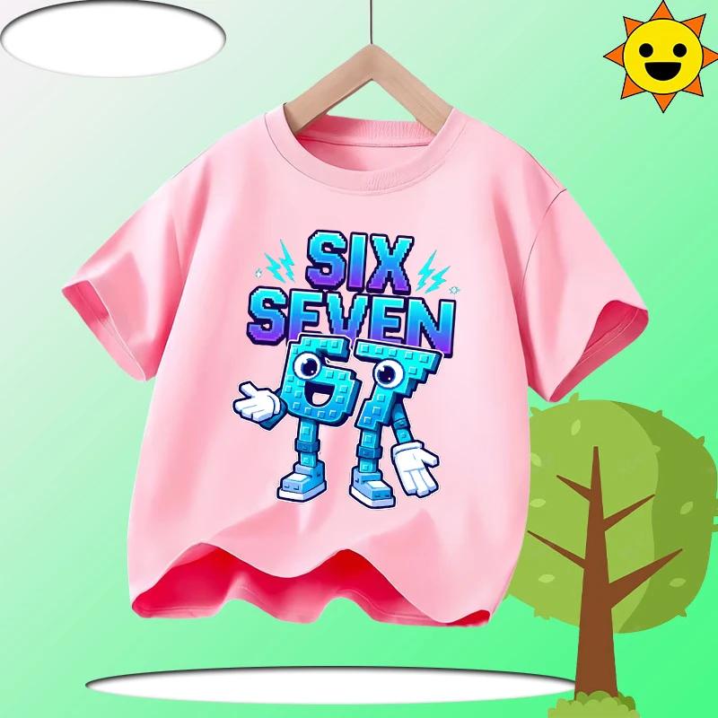 Kids T-Shirts Fashion Oys Girls Polyester Tee Italian 67 Casual Children Clothes Top Summer 67 Six Seven Cool Funny Printed T-shirt