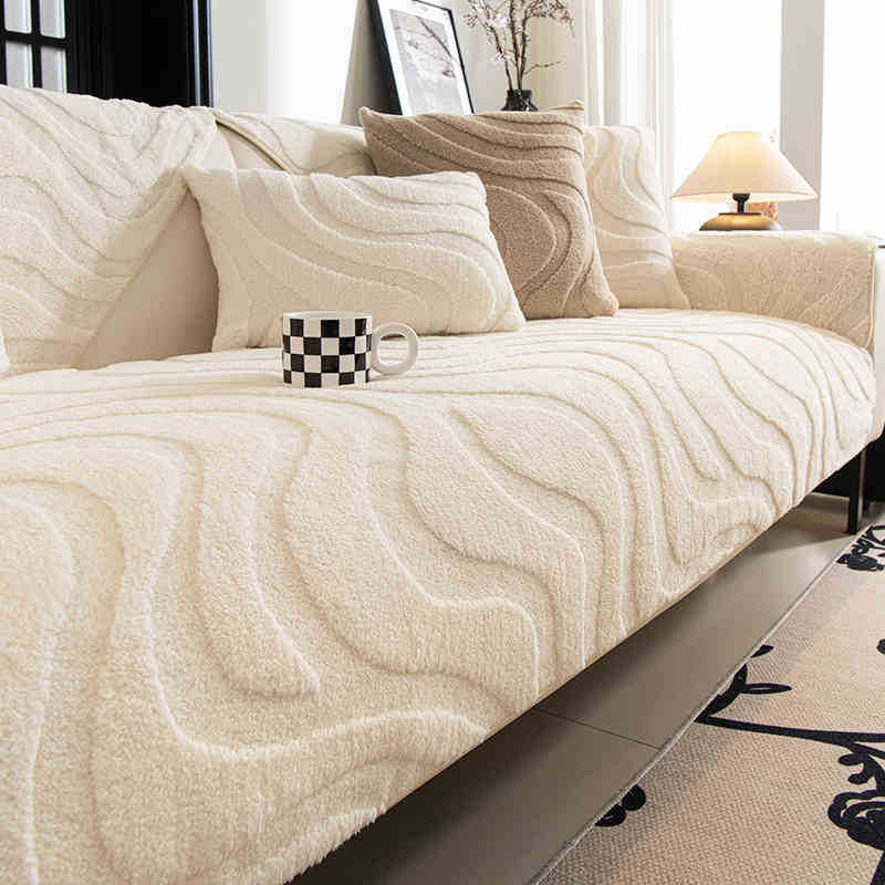 

Jacquard Fleece Sofa Cushion New Autumn And Winter Thickened Plush Seat Cushion Non-Slip Sofa Cover Light Luxury Cover Towel 70*70cm
