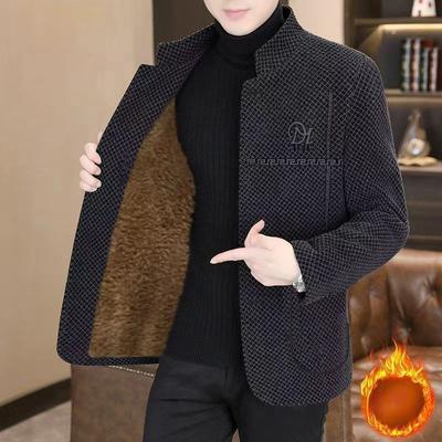 Winter Stehkragen Anzug Herren Kurzer Wollmantel Jacke Lässiger Herren Wollmantel
