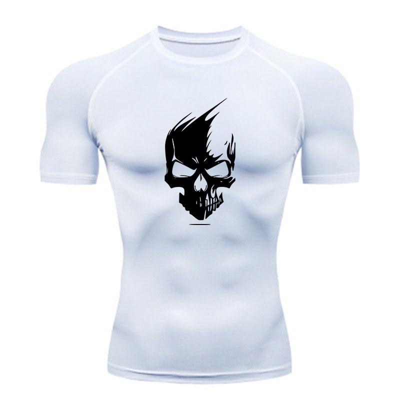 Men's Compression Fitness T-Shirt, Stylish Spiky Skull Print