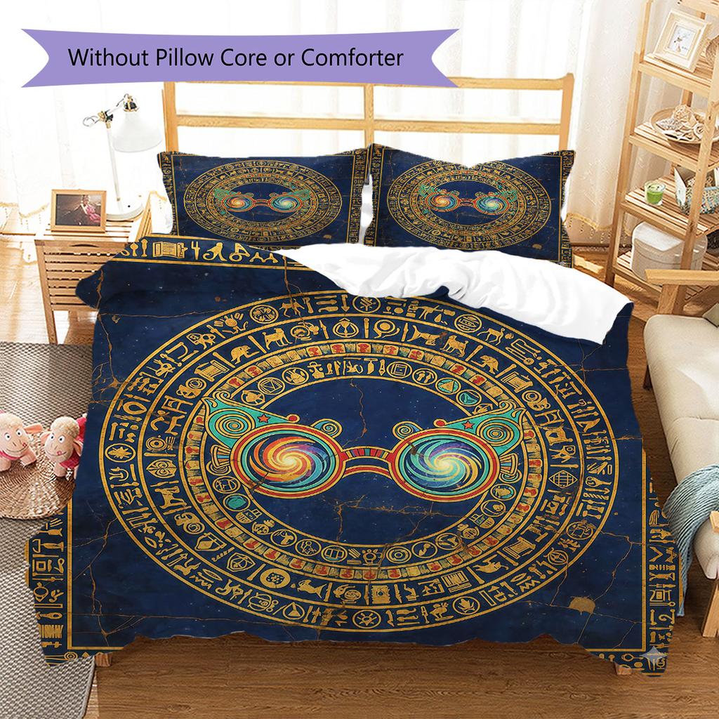 MagicGlasses Pattern Bedding Quilt Set Quilt Cover Pillowcase Home Decoration Birthday Gift (1 * Duvet Cover + 2 * Pillowcase, Without Core)