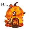 Piccola Luce Notturna Curativa Accesa Resina Zucca Casa Statuetta, Luce Notturna Capanna di Halloween, Forniture per Feste Festività Raccolta Autunnale Tavolo