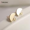 12.5mm*10mm 14K Gold Plated Brass Half-Moon Ear Stud Earrings With 3mm Close Ring DIY Earrings Making Supplies