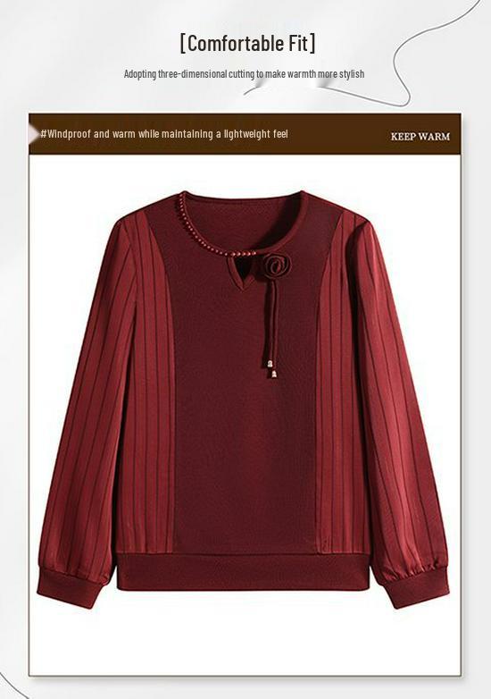 2025 Stylish Slimming Long-Sleeve Blouse for Middle-Aged and Elderly Mothers
