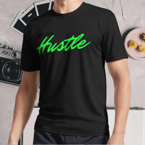 

New Shirt Find Your Hustle Green & Black Active Logo T-Shirt Funny Size S - 5XL S