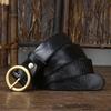 Retro couple style circle buckle leather needle buckle pure cowhide versatile men's and women's denim belt