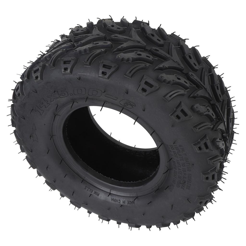 14x5.00-6 Front Wheel Tire with Rim Rubber Tubeless Vacuum Tire for ATV Quad Off Road Go Kart Golf Cart Mini Bike