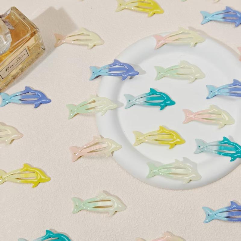 4PCS Blue Little Dolphin Cute Baby Hairpin Summer Beach Sea Daughter Y2k Hot Girl Children Bangs Hairpin