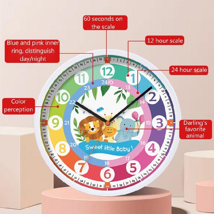 10inch Kids Learnings Clock, Kids Clock for Bedrooms, Playrooms Wall Decors