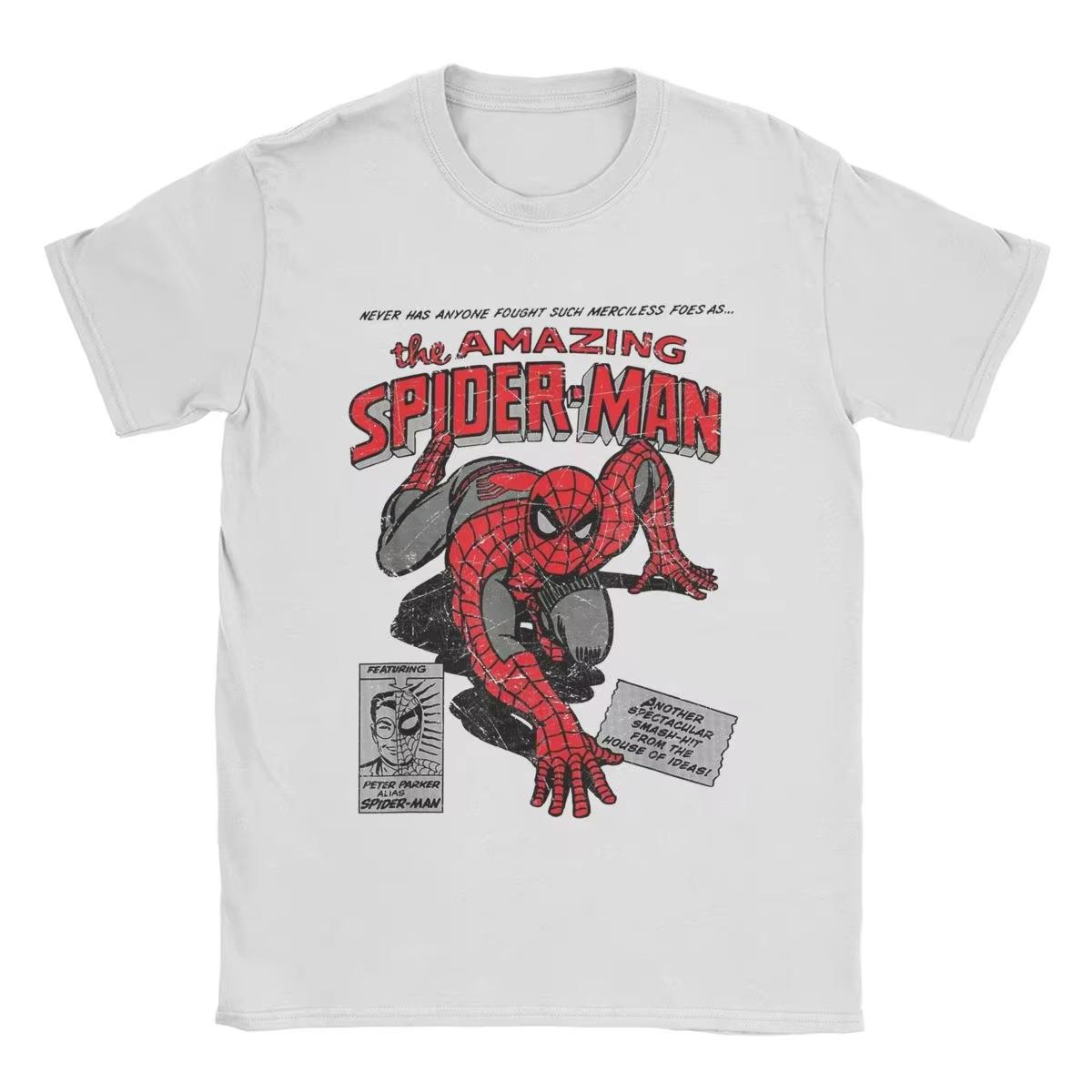 

Miniso Spiderman Movie Retro Comic Men T-Shirts Creative Tees Round Neck Women Loose T-Shirt Birthday Present Tops Clothing 2XL