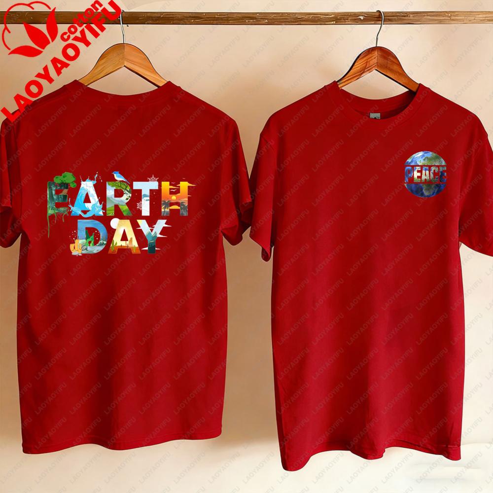 Earth Day EnvironUnisextal Protection Save Tree Animals Cotton TShirt Harajuku Oversized T Shirt Aesthetic Shirts for Women Tops