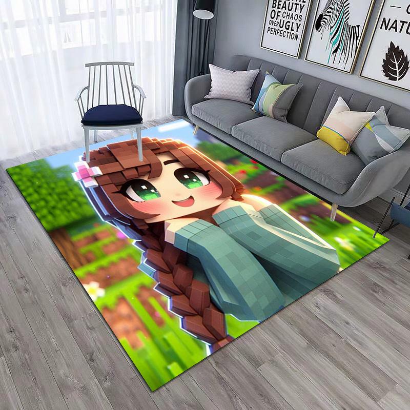 Classic Sandbox Xbox Game Minecraft Carpet Carpet Home Living Room Decoration Table and Chairs Anti Slip Door Mat Outdoor Picnic Mat Carpet A10
