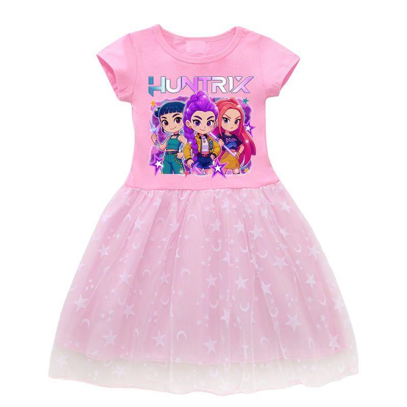 Children's Fashion Kpop Witch Hunt Dress Summer Girls Short-sleeved Tulle Dress