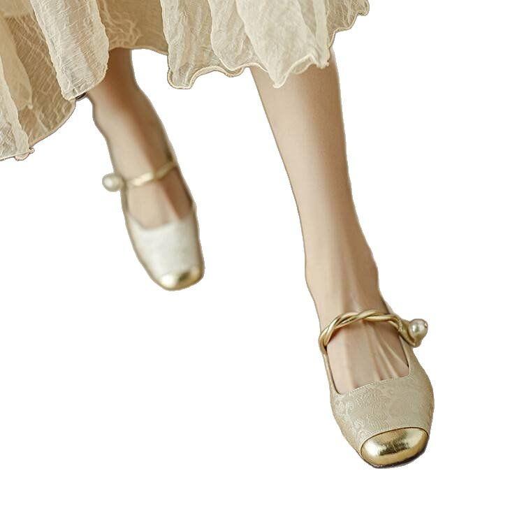 National Style New Chinese Mary Jane Shoes 2025 Spring and Summer New Retro Versatile French Shallow Mouth Single Shoes Lightweight Dopamine