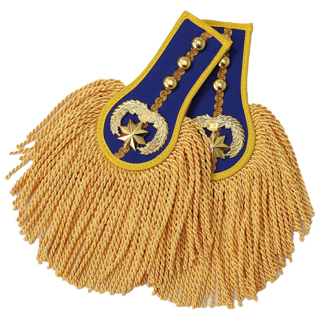 1 Pair Drum Horn Band Epaulets - Tassel Fringe Chain Shoulder Badge Applique for Uniform Costume & Performance