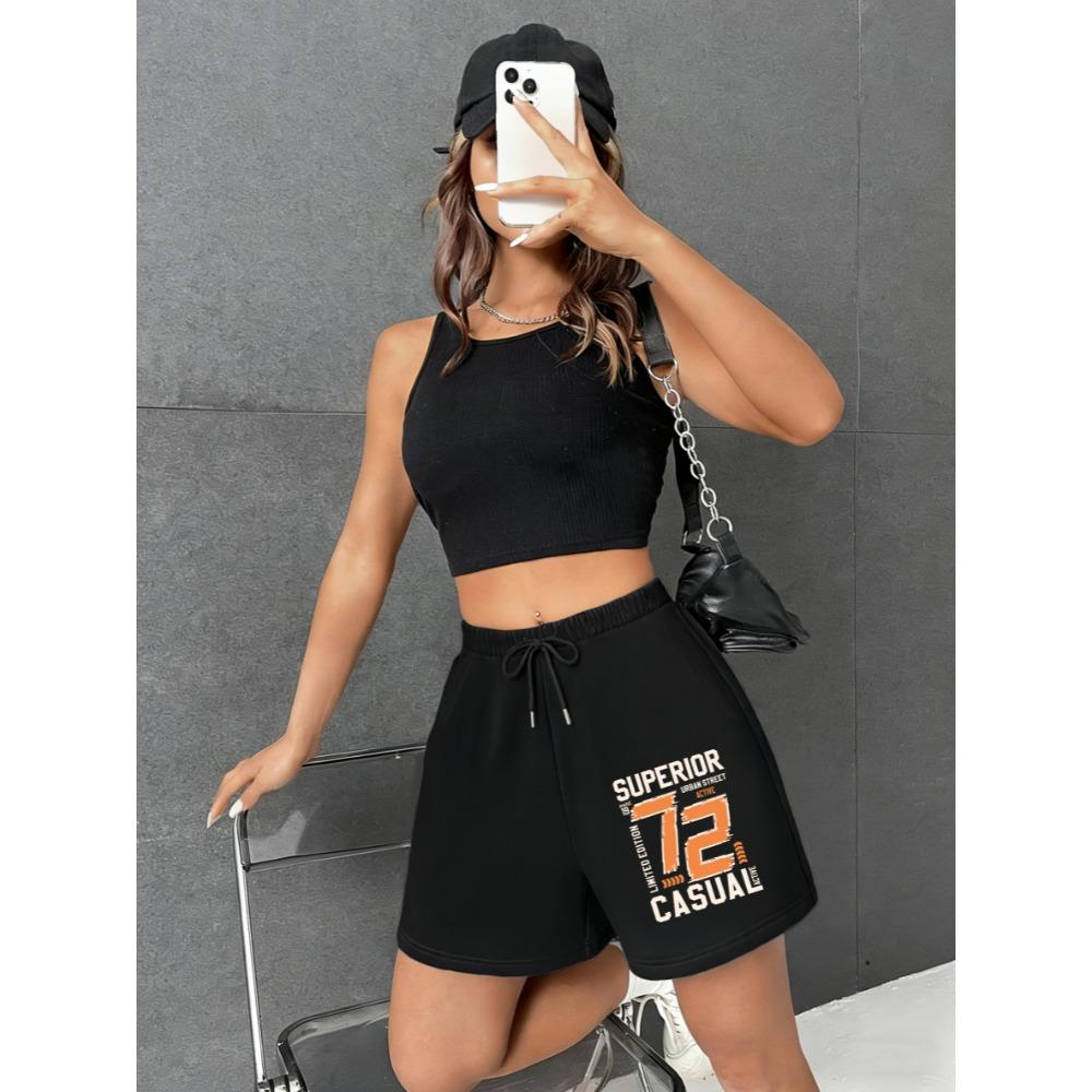 

Pant Superior Casual Urban Street No.72 Print Women S Shorts Elasticity Drawstring Pant Gym Loose Clothing Summer Beach S