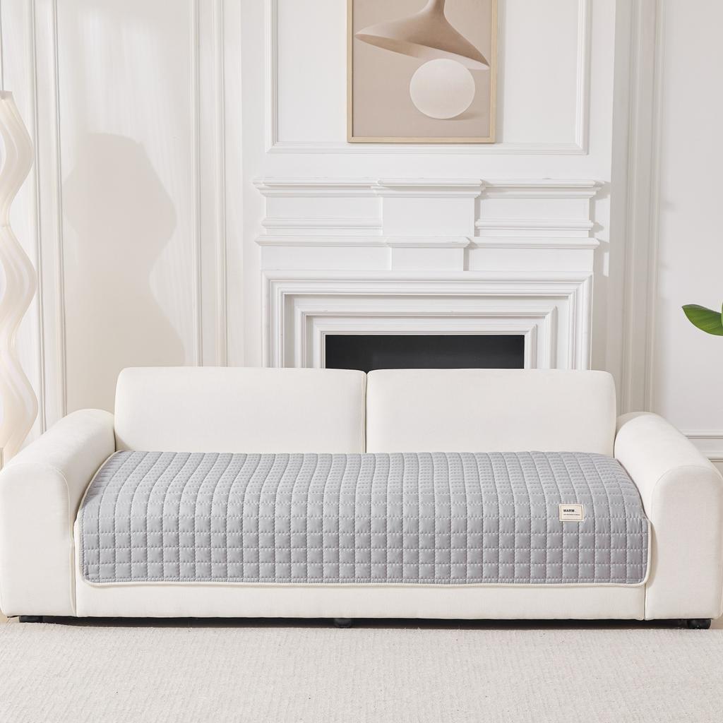 Snowflake Lace Decored Waffle Quilting Thicken Sofa Cover, Anti-Slip Sofa Towel For Living Room All Seasons Furture Decor