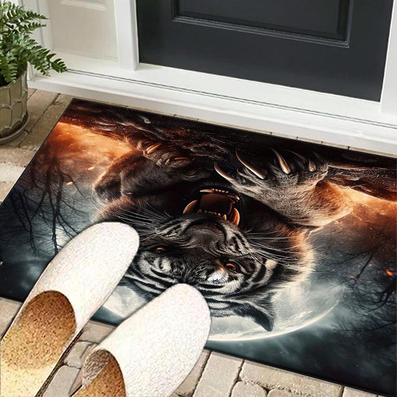 Tiger Stripes Pattern Design Office Rug Chair Mat, Entryway Carpet, Suitable for Front Door, Bedroom, Living Room, Desk, Holiday Gift