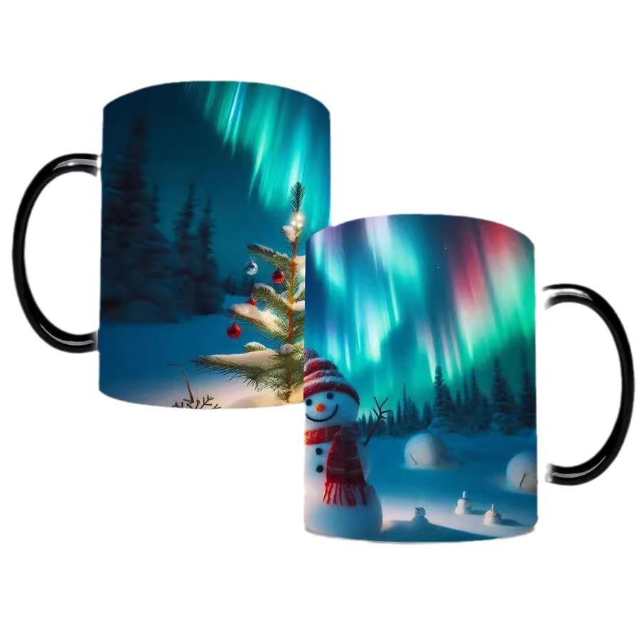 New Aurora Borealis Northern Lights Temperature Sensing Mug Color Changing Mug Ceramic Coffee Mug Water Mug