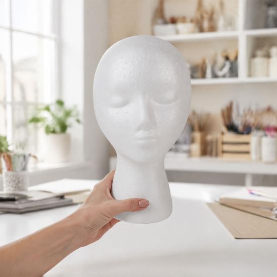 Lightweight Foam Mannequin Head for Wigs And Hats Display, Eyewear Display Model with Stable Base Glasses Headwear Styling Photography
