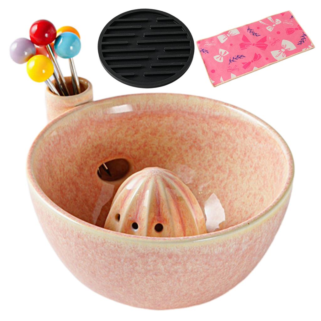5-Piece Ceramic Berry Washing Bowl with Built-In Spinner Strainer Fruit Vegetable Kitchen Prep