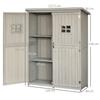 Wooden Garden Shed with Two Windows, Tool Storage Cabinet, Outdoor Double Door Organizer 127.5L X 50W X 164H Cm, Grey