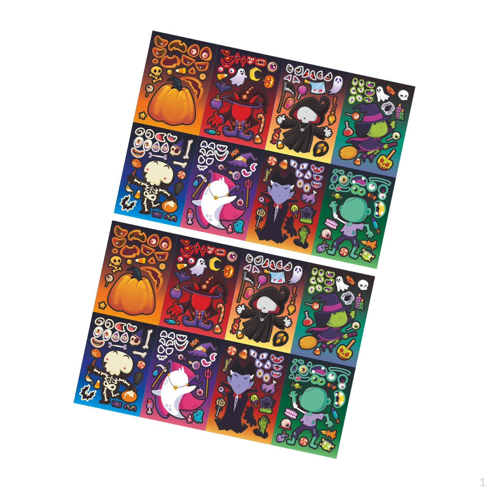 

16 шт. наклеек Make A Face Mix and Match Zombie Pumpkin Puzzle Game Halloween